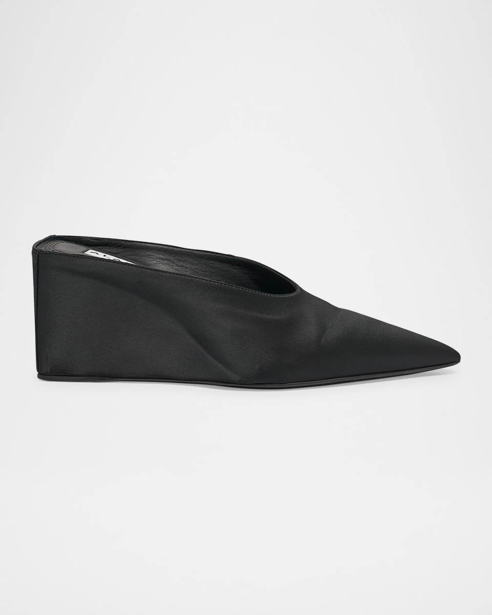 Satin Wedge Mules